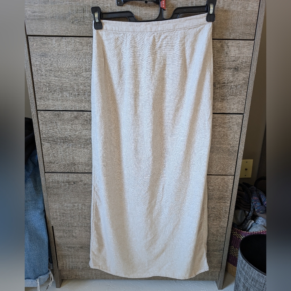 Tan Linen Blend Maxi Skirt, Old Navy, Small